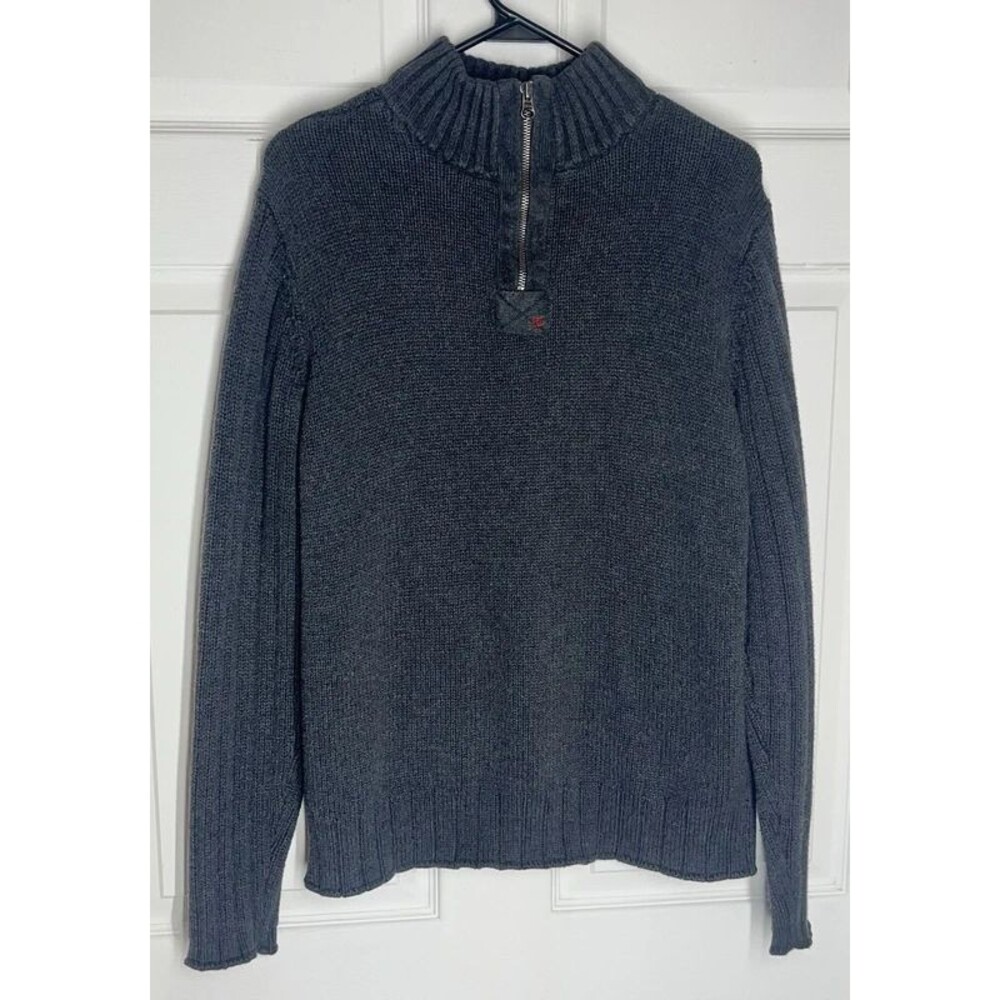 Polo Jeans Co. Ralph Lauren L/S 1/4 Zip Sweater Cotton Gray Men's Size Large